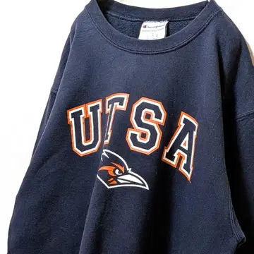 챔피온 UTSA 로고 맨투맨 트레이닝복 네이비 색 L 구제 의류
