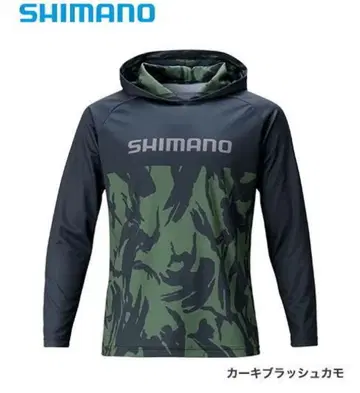 SHIMANO 카키 러쉬 카모 후드 부착 후드티