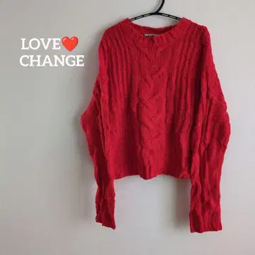 LOVE CHANGE 케이블 니트 스웨터 레드 여성용 가을/겨울