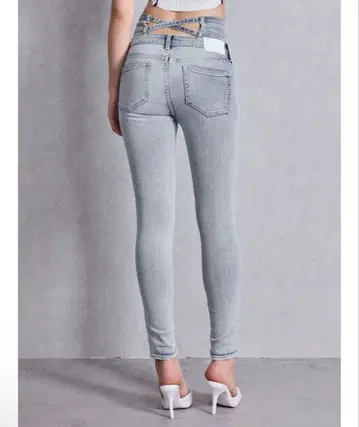 gyda 하이웨스트 웨이스트 크로스 스키니 데님 팬츠