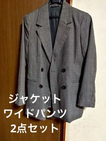 [ 새상품급 ] GU 테일러드 더블 브레스트 자켓 턱 세미 와이드 팬츠