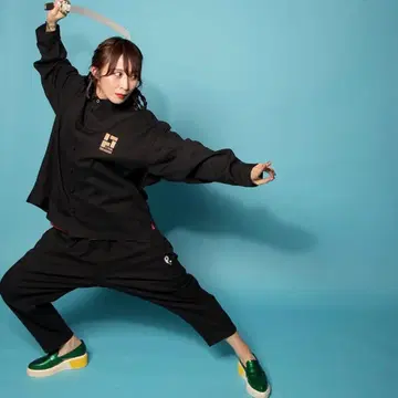 PUNK DRUNKERS 블랙 긴팔 셔츠 & 팬츠 세트