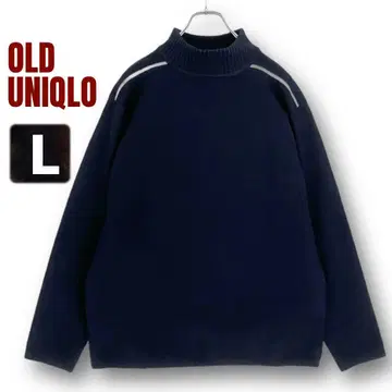 올드 유니클로 모크넥 니트 숄더 라인 네이비 남성용 L