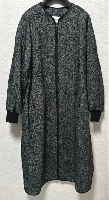 yuni 헤링본 트위드 롱 코트