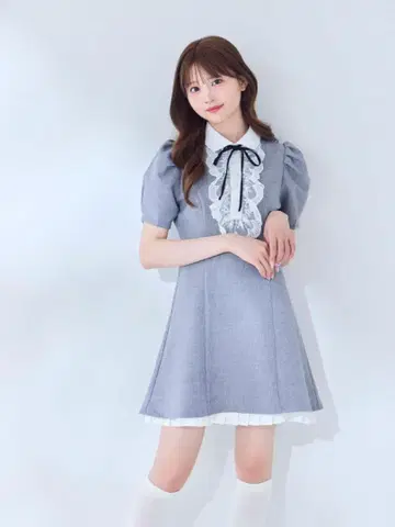 AnMILLE 밑단 플리츠 미니 op 그레이