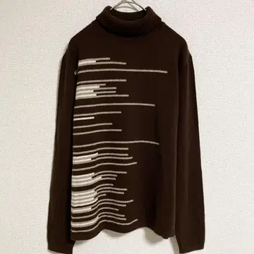 니트 긴팔 스웨터 터틀넥 캐시미어 100% 브라운