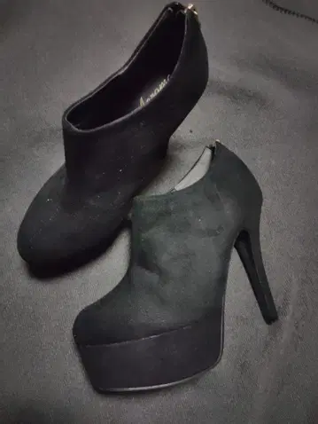 골드 지퍼 13cm 스웨이드 부티 L