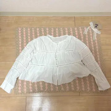 오메카시 시어 숏 셔츠 가디건 겉옷 화이트