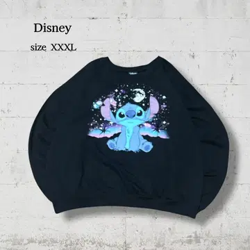 Disney 스티치 우주 프린트 맨투맨 블랙 2XL 구제 의류