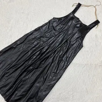 Sny Fashion 인조 가죽 오버롤 스커트 블랙 프리