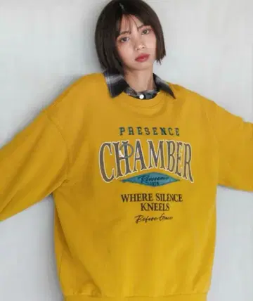 PAGEBOY 칼리지 크라프트 맨투맨/트레이닝복 머스타드