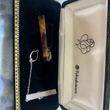 타카시마야 브라운 커프스 링크 케이스 포함 silver