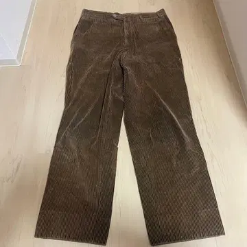브라운 스트라이프 코듀로이 와이드 팬츠