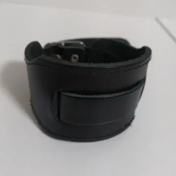 fuudobrain 블랙 가죽 리스트 밴드