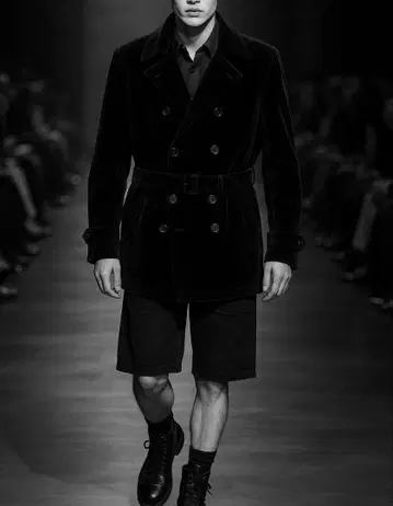 벨벳 더블 브레스트 트렌치코트 벨트 자켓 벨로아 호스트