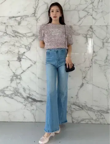 snidel Sustainable 스트레치 플레어 데님 팬츠