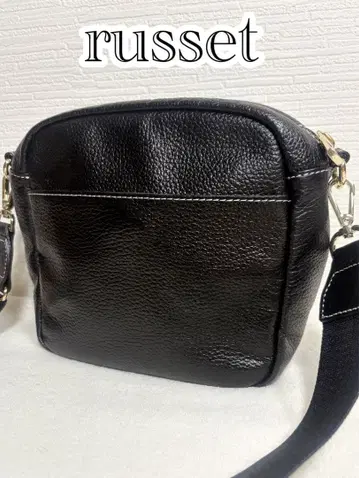 russet 러셋 박스 숄더백 블랙 주름 가죽