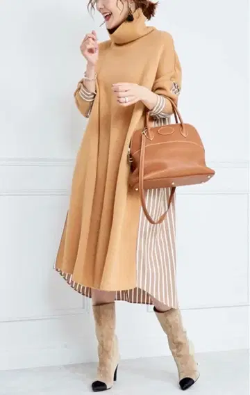 OBLI 셔츠 도킹 니트 원피스 오블리