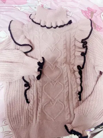 Honey Cinnamon 프릴 니트 스웨터 FREE 핑크