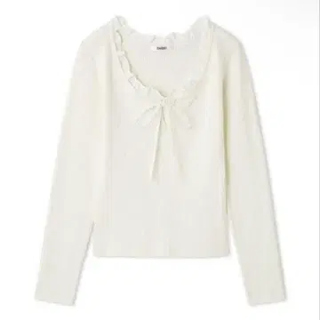 SNIDEL 프릴 도킹 니트 풀오버 아이보리