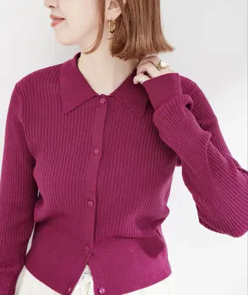 택 포함 새상품 B.C STOCK 카라 부착 라메 가디건 핑크