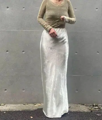 ENOF velvet long skirt white