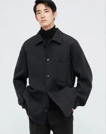 유니클로 +J 울 블렌드 오버사이즈 셔츠 자켓 X L 블랙