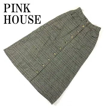 LA8415 핑크하우스 롱 스커트 그린 계열 그린 울 100% S 상당