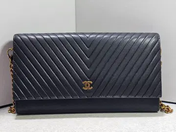 블랙 가죽 체인 지갑