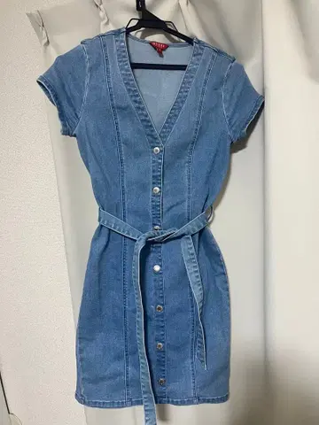 GUESS 데님 블루 반팔 미니 원피스 S