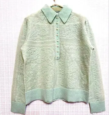 muveil 미우벨 반다나 패턴 니트 풀오버 그린 레이스풍