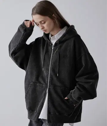 [ CLEL ] 헤비웨이트 로고 자수 풀 집업 후드티