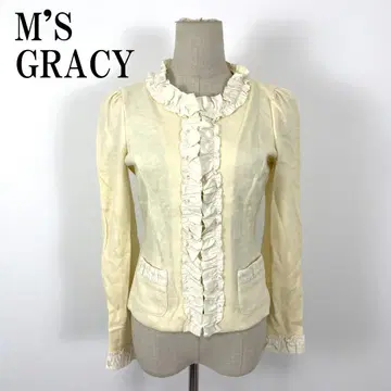 LA8429 엠즈 그레이시 노카라 자켓 아이보리 울 38