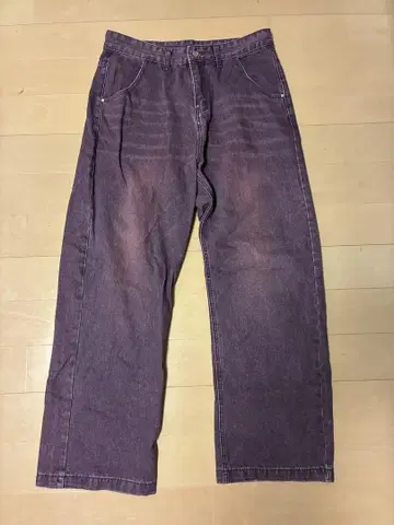 보라색 데님 와이드 레그 팬츠