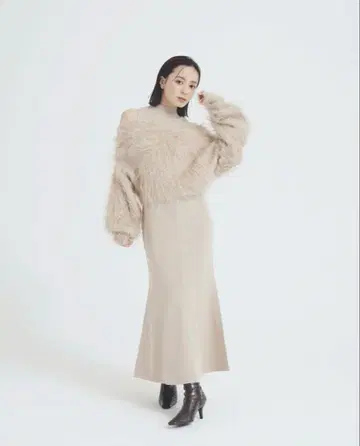 anuans 오프숄더 레이어드 니트 원피스 S