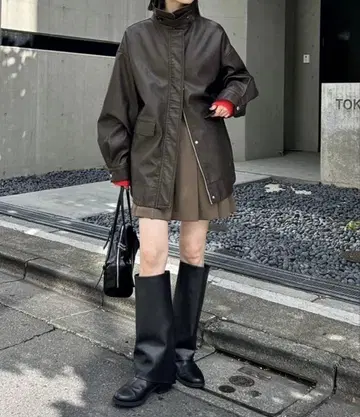 mystic 다크 브라운 가죽 자켓