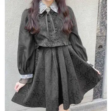 ROJITA 로지타 펄 트리밍 컬러 자카드 원피스