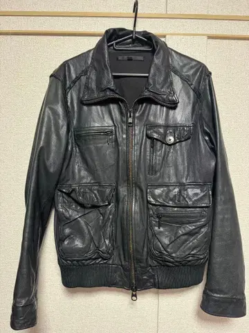 천연 가죽 자켓 블랙 M