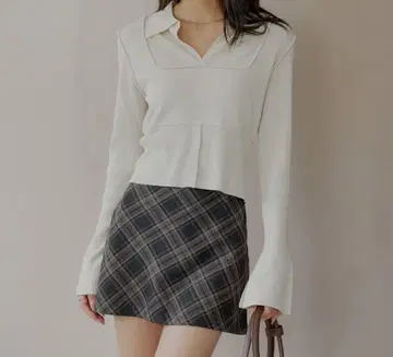 Chico 2way 레이어드 체크 박스 타이트 미니 스커트