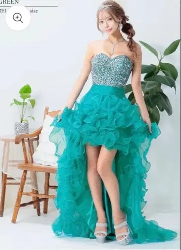 터콰이즈 프릴 드레스