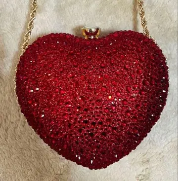 선착순 10월 한정판 가격 대폭 인하 반짝이는 보석 하트 클러치백 빨간색