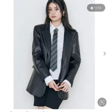 블랙 가죽 오버 사이즈 자켓