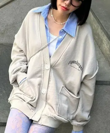 FIG&VIPER 아웃심 로고 맨투맨 가디건