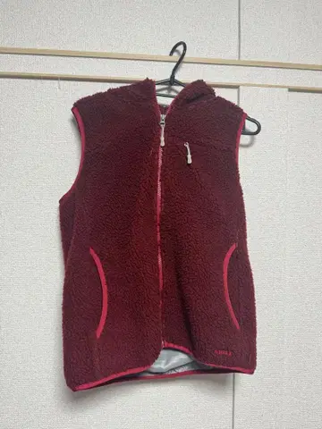 플리스 베스트 후디 버건디 S 풀 집업