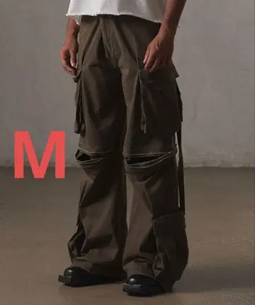 [ GRANCY ] 지퍼 디자인 카고 팬츠 M 카키