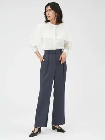 FRAY I.D 투 턱 스트레이트 팬츠 슬랙스 스트레치