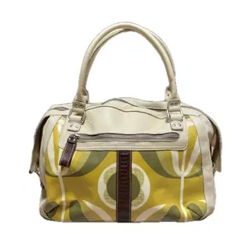 Orla Kiely 아우라 카일리 보스턴 핸드백 천연 가죽 PVC