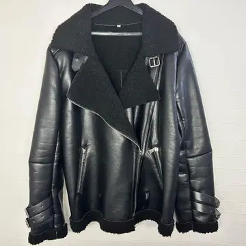 가죽 라이더 자켓 무스탕 코트 무스탕 자켓 보아 블랙