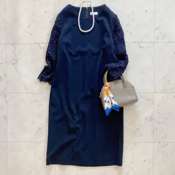 새상품급 Ballsey 보태니컬 레이스 원피스 네이비