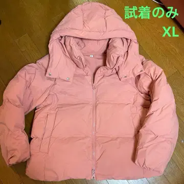 GU 히트 패디드 블루종 코랄 핑크 후드 부착 자켓 XL